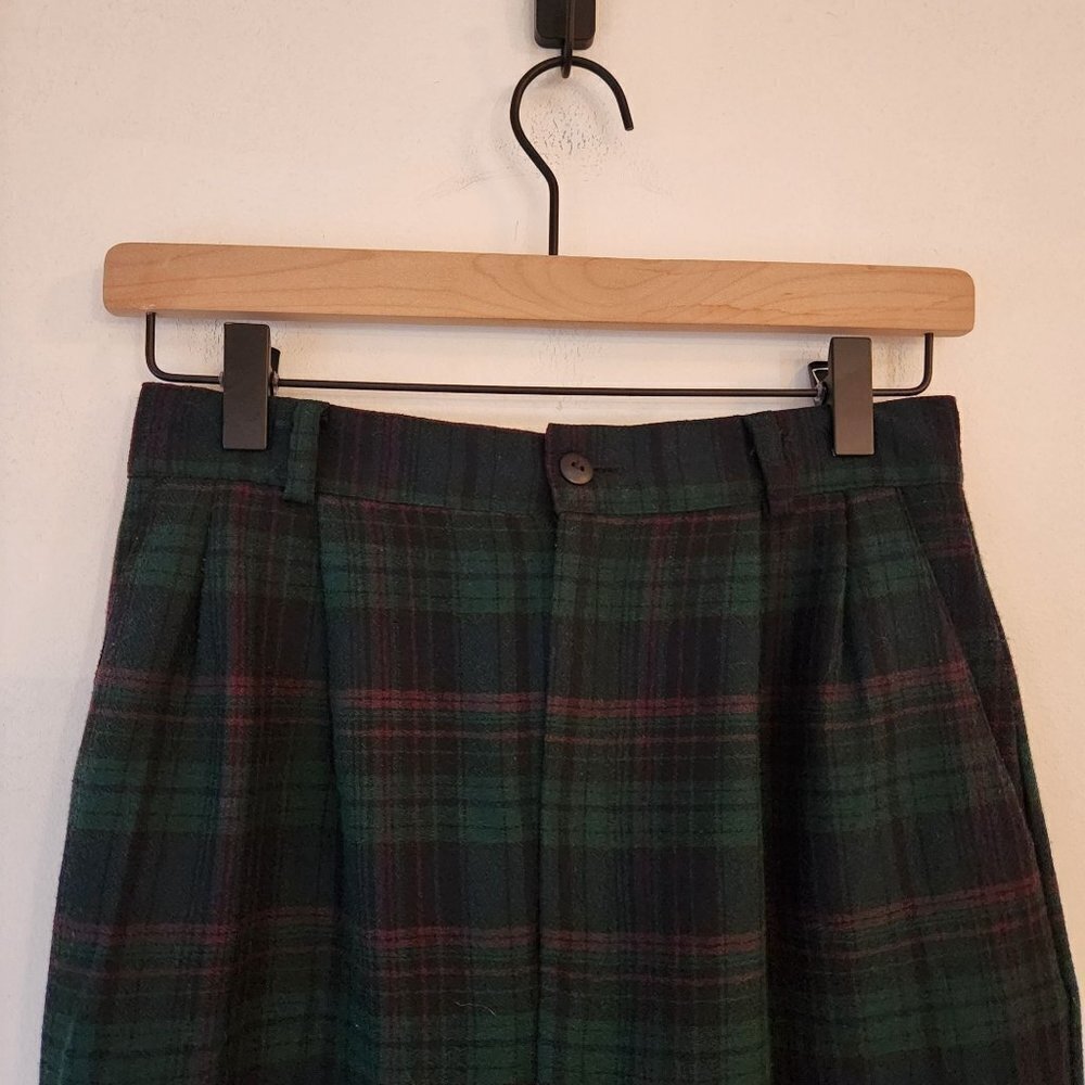 VTG High Waisted Green Plaid Stirrup Pants Trousers Made in USA 2-4 (VTG 5/6) - Picture 5 of 8